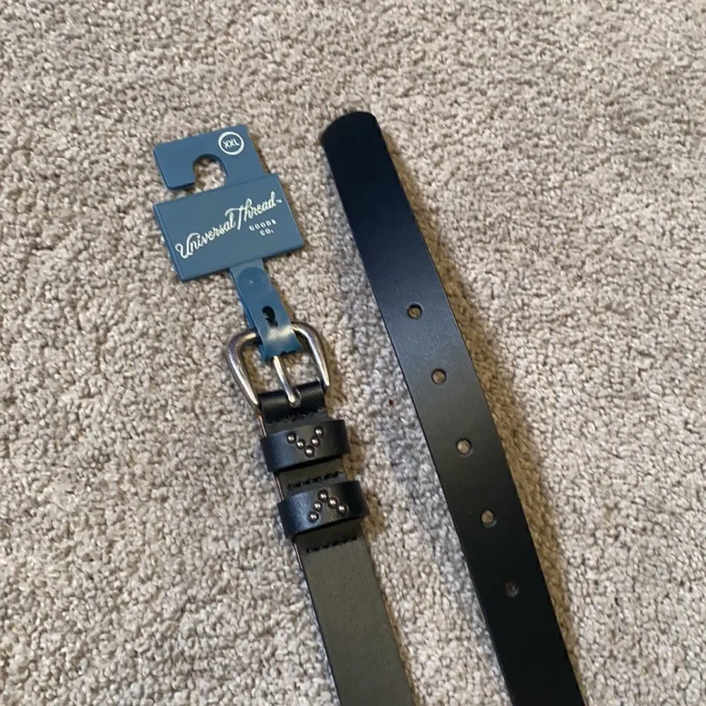 Women’s Black Belt with Silver Buckle & Silver Detail Size XXL NWT